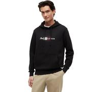 Hoodie TOMMY HILFIGER "SCRIPT FLAG HOODIE", Herren, Gr. L, schwarz, Sweatware, Obermaterial: 100% Baumwolle, regular fit normal, Bündchen, Sweatshirts Hoodie, mit Flag-Grafik und Tunnelzug (70745168-L