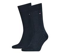 Tommy Hilfiger Herrensocken Doppelpack Uni/Ringel Blau Größe 39-42