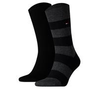 TOMMY HILFIGER Herrensocken Doppelpack Uni/Ringel schwarz Größe 39-42