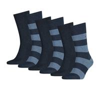 TOMMY HILFIGER Herren Socken, 6er Pack - Rugby Sock, Strümpfe, Streifen, uni/gestreift Blau Denim / 43-46 One size Blau