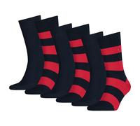 TOMMY HILFIGER Herren Socken, 6er Pack - Rugby Sock, Strümpfe, Streifen, uni/gestreift Rot / 39-42 One size Rot
