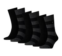TOMMY HILFIGER Herren Socken, 6er Pack - Rugby Sock, Strümpfe, Streifen, uni/gestreift Schwarz / 39-42 One size Schwarz