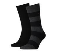 Tommy Hilfiger Herrensocken Doppelpack Uni/Ringel schwarz Größe 43-46