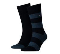 TOMMY HILFIGER Herren Socken - Rugby Sock, Strümpfe, Streifen, uni/gestreift, Vorteilspack 4 PAAR / Dunkelblau / 39-42 One size Blau