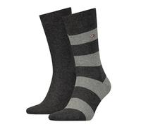TOMMY HILFIGER Herren Socken - Rugby Sock, Strümpfe, Streifen, uni/gestreift, Vorteilspack 4 PAAR / Grau / 39-42 One size Grau