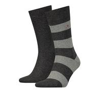 TOMMY HILFIGER Herren Socken - Rugby Sock, Strümpfe, Streifen, uni/gestreift, Vorteilspack Grau 39-42 4 PAAR
