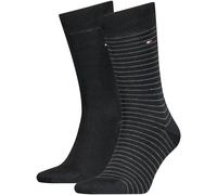 Tommy Hilfiger Herrensocken Doppelpack Uni/Ringel schwarz Größe 43-46