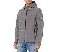 Tommy Hilfiger Herren Soft Shell Water Resistant Hooded Jacket Übergangsjacke, Meliert, Grau, XL