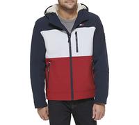 Tommy Hilfiger Herren Softshelljacke mit Sherpa-Futter, Midnight/Ice/Red Combo, XXL