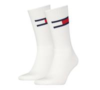 Socken TOMMY HILFIGER "TH UNI TJ SOCK 2P FLAG", Damen, Gr. 43-46, weiß, Baumwollmischung, normal, Socken Socken, mit großem Logo (49317342-43) weiß