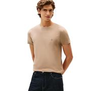 Tommy Hilfiger "STRETCH SLIM FIT TEE mit Rundhals und Logostickerei" unifarben, casual, slim fit, Baumwollmix, Rundhals (59235864-XXL) coastal taupe