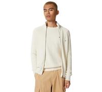Tommy Hilfiger Herren Strickjacke Cardigan mit Reißverschluss Rib Zip Through Baumwolle, Weiß (Ivory), S
