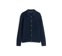 Cardigan TOMMY HILFIGER "FISHERMAN RIB COACH", Herren, Gr. M, schwarz night navy, Strick, Obermaterial: 45% Polyamid, 30% Baumwolle, 25% Wolle, regular fit, Strickjacken, normale Passform, mit halbges