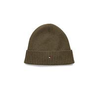 Tommy Hilfiger Herren Strickmütze Essential Flag Beanie mit Kaschmiranteil, Army Green Melange, Onesize