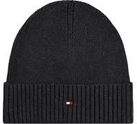 Tommy Hilfiger Herren Strickmütze Flag Cotton Beanie mit Kaschmir, Mehrfarbig (Charcoal Gray), Einheitsgröße