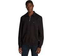 Tommy Hilfiger Herren Sweatshirt mit Reißverschluss Essential Fleece 1/4 Zip Mock-Rollkragen, Schwarz (Black), S