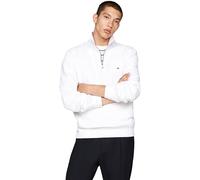 Tommy Hilfiger Herren Sweatshirt mit Reißverschluss Essential Fleece 1/4 Zip Mock-Rollkragen, Weiß (White), 3XL