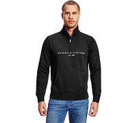 Tommy Hilfiger Herren Sweatshirt mit Reißverschluss Logo Mockneck mit Bauchtasche, Schwarz (Black), L