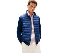 Tommy Hilfiger Herren Sweatshirt mit Reißverschluss Mix Media Stand Collar Steppjacke, Blau (Carbon Navy), XXL