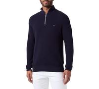 Tommy Hilfiger Herren Sweatshirt mit Reißverschluss ohne Kapuze, Blau (Desert Sky), XS