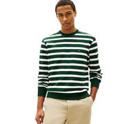 Sweatshirt TOMMY HILFIGER "TERRY BLOCK", Herren, Gr. M, nocturnal grün, ecru, Sweatware, Obermaterial: 100% Baumwolle, gestreift, regular fit normal, Rundhals, eingesetzt Rippbündchen, Sweatshirts Swe