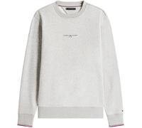 Sweatshirt TOMMY HILFIGER "TOMMY LOGO TIPPED CREWNECK", Herren, Gr. S, grau (light grau heather), Sweatware, Obermaterial: 63% Baumwolle, 37% Polyester, regular fit hüftbedeckend, Rippbündchen kontras