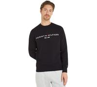 Tommy Hilfiger Herren Sweatshirt Tommy Logo ohne Kapuze, Schwarz (Black), M