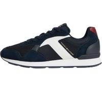 Sneaker TOMMY HILFIGER "T HILFIGER CORE MIX RUNNER", Herren, Gr. 40, Textil, blau (blau, weiß), Leder, Lederimitat, Textil, Veloursleder, Schuhe Sneaker, Schnürschuh, Halbschuh, Freizeitschuh mit Kont