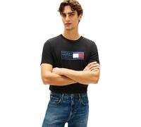 Tommy Hilfiger Herren T-Shirt Kurzarm Brand Love Text Box aus Baumwolle, Schwarz (Black), XL