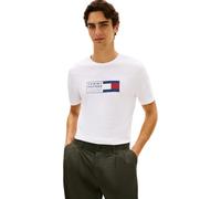 Tommy Hilfiger Herren T-Shirt Kurzarm Brand Love Text Box aus Baumwolle, Weiß (White), L