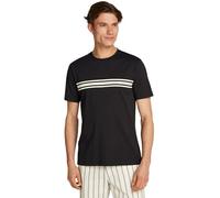 Tommy Hilfiger Herren T-Shirt Kurzarm Central Chest Stripe Baumwolle, Schwarz (Black), S