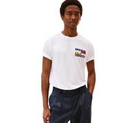 Tommy Hilfiger Herren T-Shirt Kurzarm Colour Flag Tee Regular Fit, Weiß (White), XXL