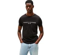 Tommy Hilfiger Herren T-Shirt Kurzarm Core Tommy Logo Rundhalsausschnitt, Schwarz (Jet Black), S