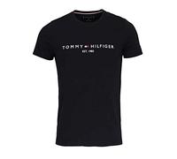 Tommy Hilfiger Herren T-Shirt Kurzarm Core Tommy Logo Rundhalsausschnitt, Schwarz (Jet Black), XS