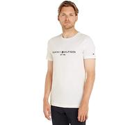 Tommy Hilfiger Herren T-Shirt Kurzarm Core Tommy Logo Rundhalsausschnitt, Weiß (Snow White), L