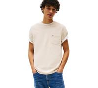 Tommy Hilfiger Herren T-Shirt Kurzarm Essential mit Brusttasche, Elfenbein (Newsprint), XXL