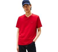 Tommy Hilfiger Herren T-Shirt Kurzarm Essential Tee mit V-Ausschnitt, Mehrfarbig (Medium Red), M