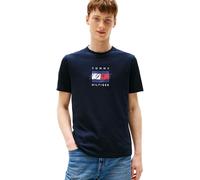 Tommy Hilfiger Herren T-Shirt Kurzarm Linear Flag Graphic Regular Fit, Blau (Desert Sky), XS
