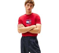 Tommy Hilfiger Herren T-Shirt Kurzarm Linear Flag Graphic Regular Fit, Rot (Medium Red), XS