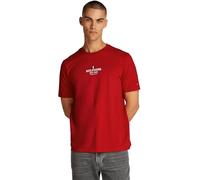 Tommy Hilfiger Herren T-Shirt Kurzarm mit Branding, Mehrfarbig (Medium Red), L