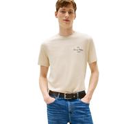 Tommy Hilfiger Herren T-Shirt Kurzarm Outline Script Tee Regular Fit, Beige (Heathered Oatmilk), L