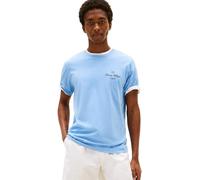 T-Shirt TOMMY HILFIGER "OUTLINE FLAG SCRIPT TEE", Herren, Gr. XL, blau (cloudy blau), Single Jersey, Obermaterial: 100% Baumwolle, casual, regular fit, Rundhals, Kurzarm, Shirts (94041903-XL) cloudy b