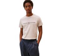 Tommy Hilfiger Herren T-Shirt Kurzarm Slim Fit, Beige (Heathered Pebble), S