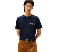 Tommy Hilfiger Herren T-Shirt Kurzarm Small Crest Outline mit Rundhalsausschnitt, Blau (Desert Sky), XS