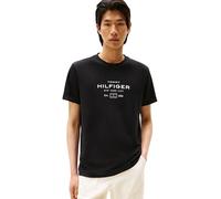 Tommy Hilfiger Herren T-Shirt Kurzarm Stack Graphic Tee mit Rundhalsausschnitt, Schwarz (Black), L