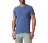 Tommy Hilfiger Herren T-Shirt Kurzarm Stretch Slim Fit Tee Rundhalsausschnitt, Blau (Aegean Sea), M
