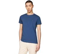 T-Shirt TOMMY HILFIGER "STRETCH SLIM FIT TEE" Gr. XXL, blau (aegean sea) Herren Shirts (90232169-XXL) aegean sea