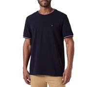 Tommy Hilfiger Herren T-Shirt Kurzarm Tipped Collar Rundhalsausschnitt, Blau (Desert Sky), XS
