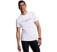 Tommy Hilfiger Herren-T-Shirt, Normale Passform, gesticktes Tommy-Logo, Rundhalsausschnitt, T-Shirt Kollektion 2024, Weiß, Größe L, Perfect White, Klein