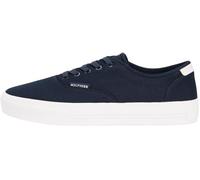 Sneaker TOMMY HILFIGER "TH VULC CUP CVS", Herren, Gr. 41, dunkelblau, Textil, unifarben mit Farbeinsatz, Basic, Schuhe Sneaker, Freizeitschuh, Halbschuh, Schnürschuh mit Kontrastbesatz an der Ferse (5